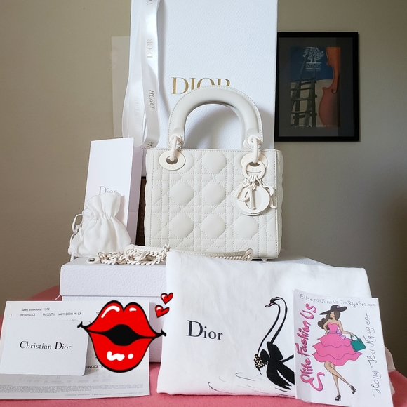 Dior Handbags - Lady dior mini ultra matte ivory bag